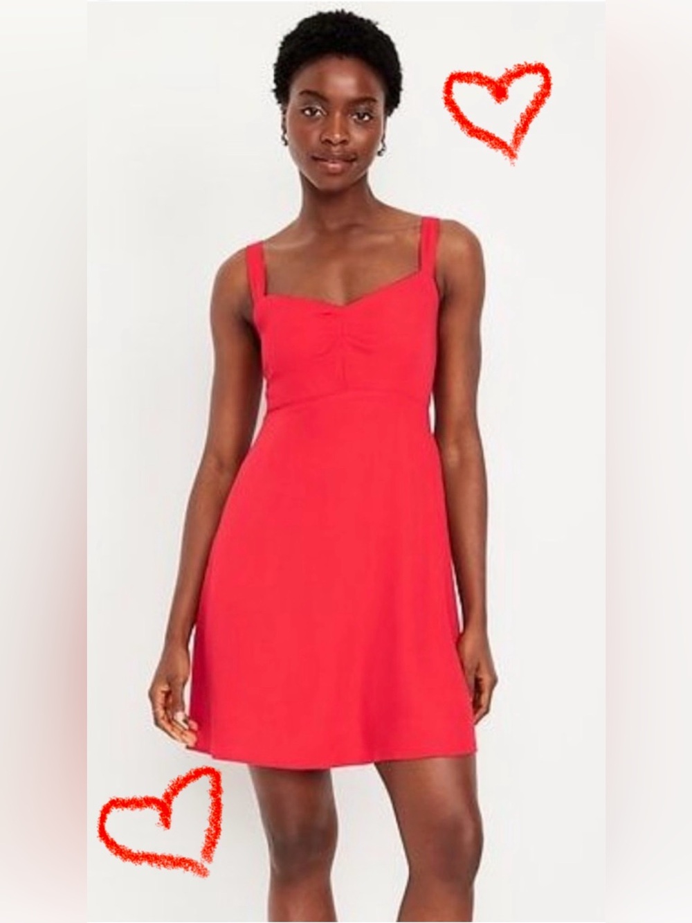 Old Navy Red Midi Dress with Sweetheart Neckline